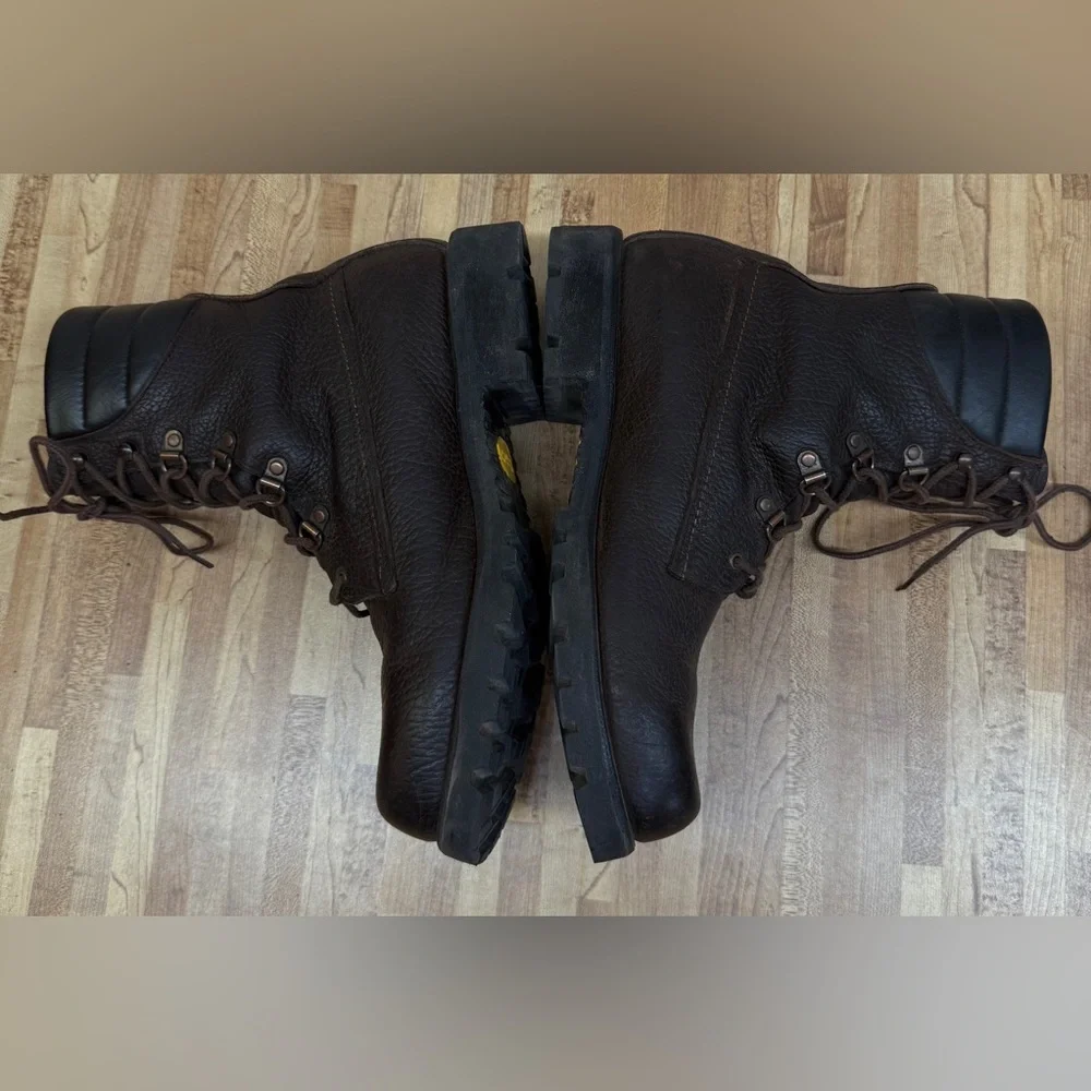 Vintage Red Wing Green Dog Tag Irish Setter Brown 859 Vibram Boots 9.5B Narrow